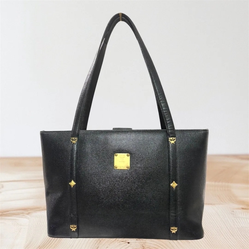 MCM Black Tote with Gold Accents